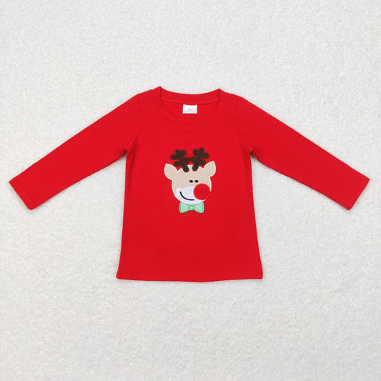 Red Embroidery Deer Long sleeve Shirt