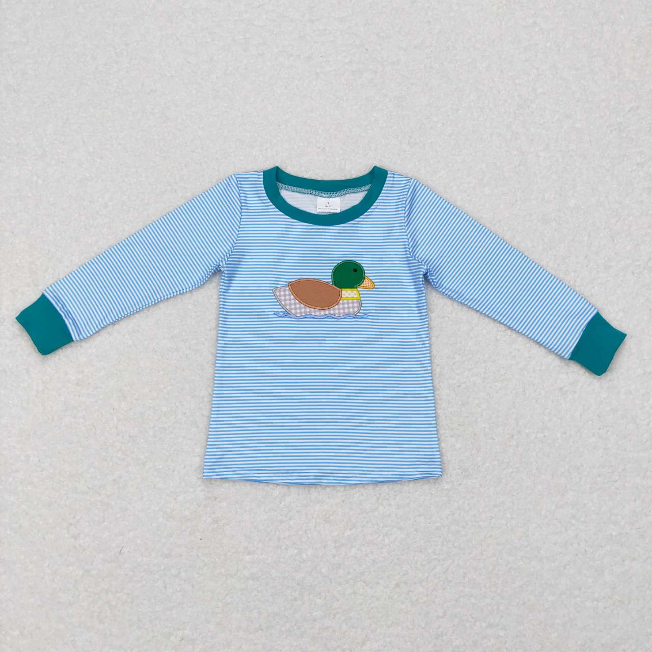 Blue Stripe Embroidery Duck Long sleeve Shirt