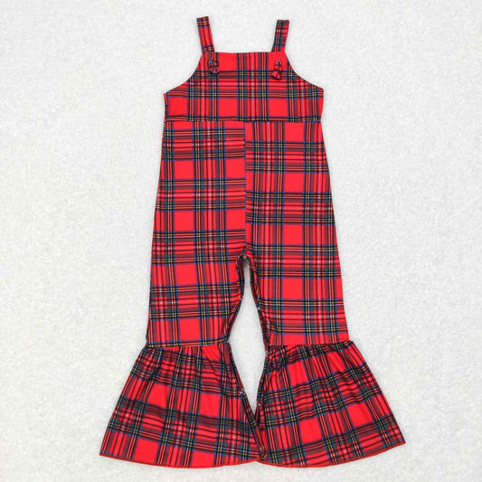 Red Green Plaid Short Jumpsuit
