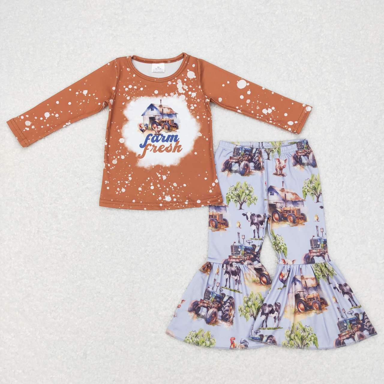 Brown bleach cow Girls Set