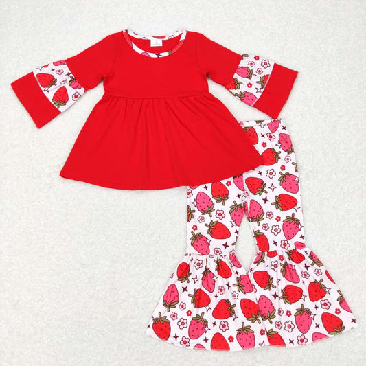 Red strawberry Ruffle Girls Outfits