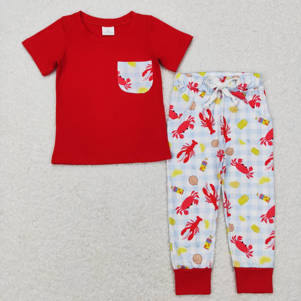Red lobster short sleeve Print Boy Set