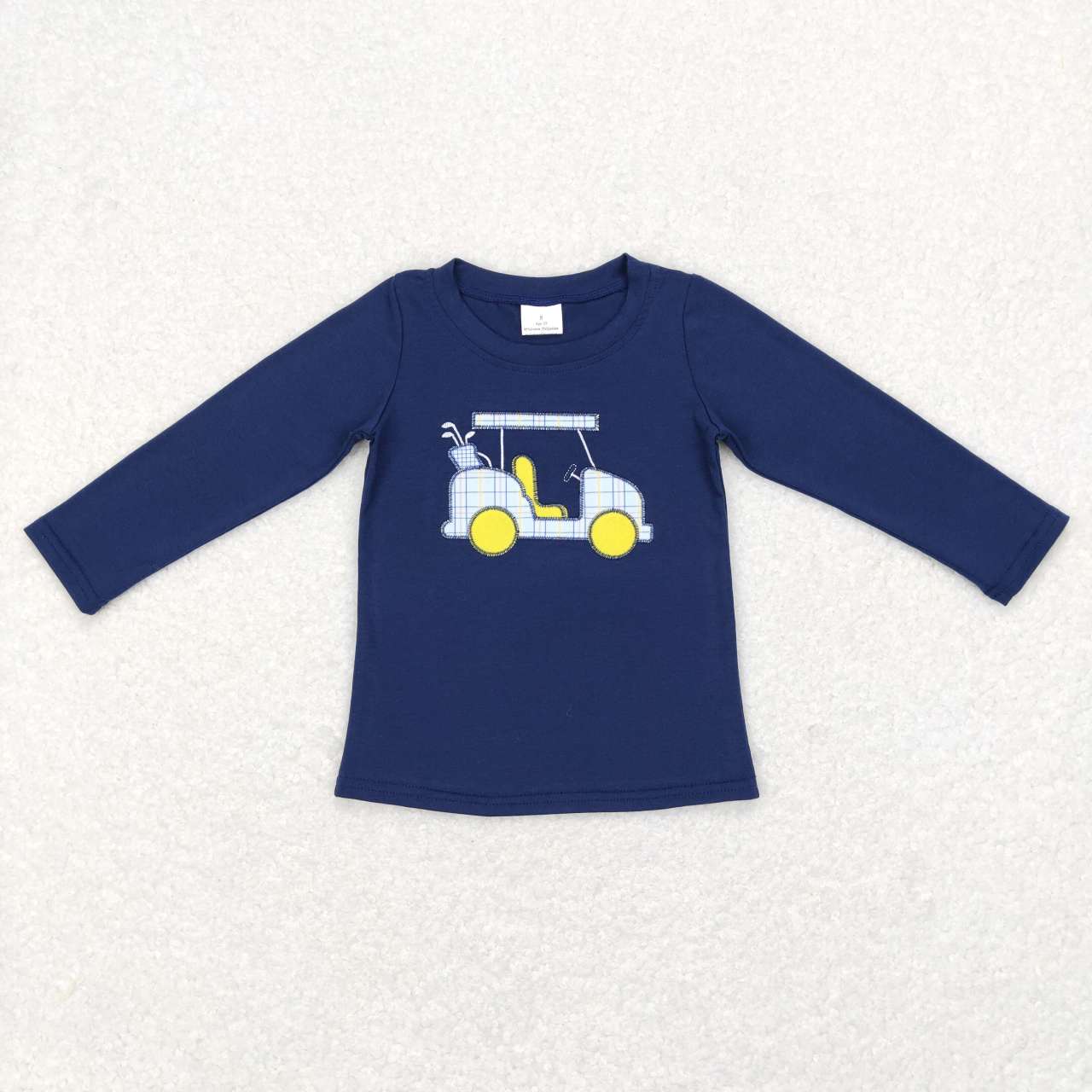 Navy Embroidery Car Long sleeve Shirt