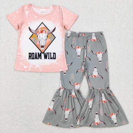 western Cow Print Print Bell Girls Set
