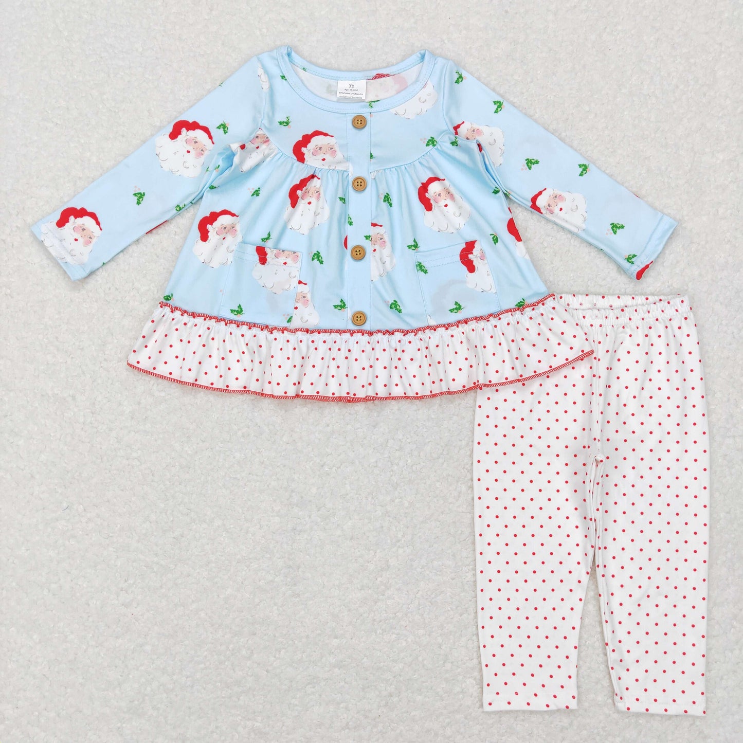 Christmas Santa Dots leggings Girls Set