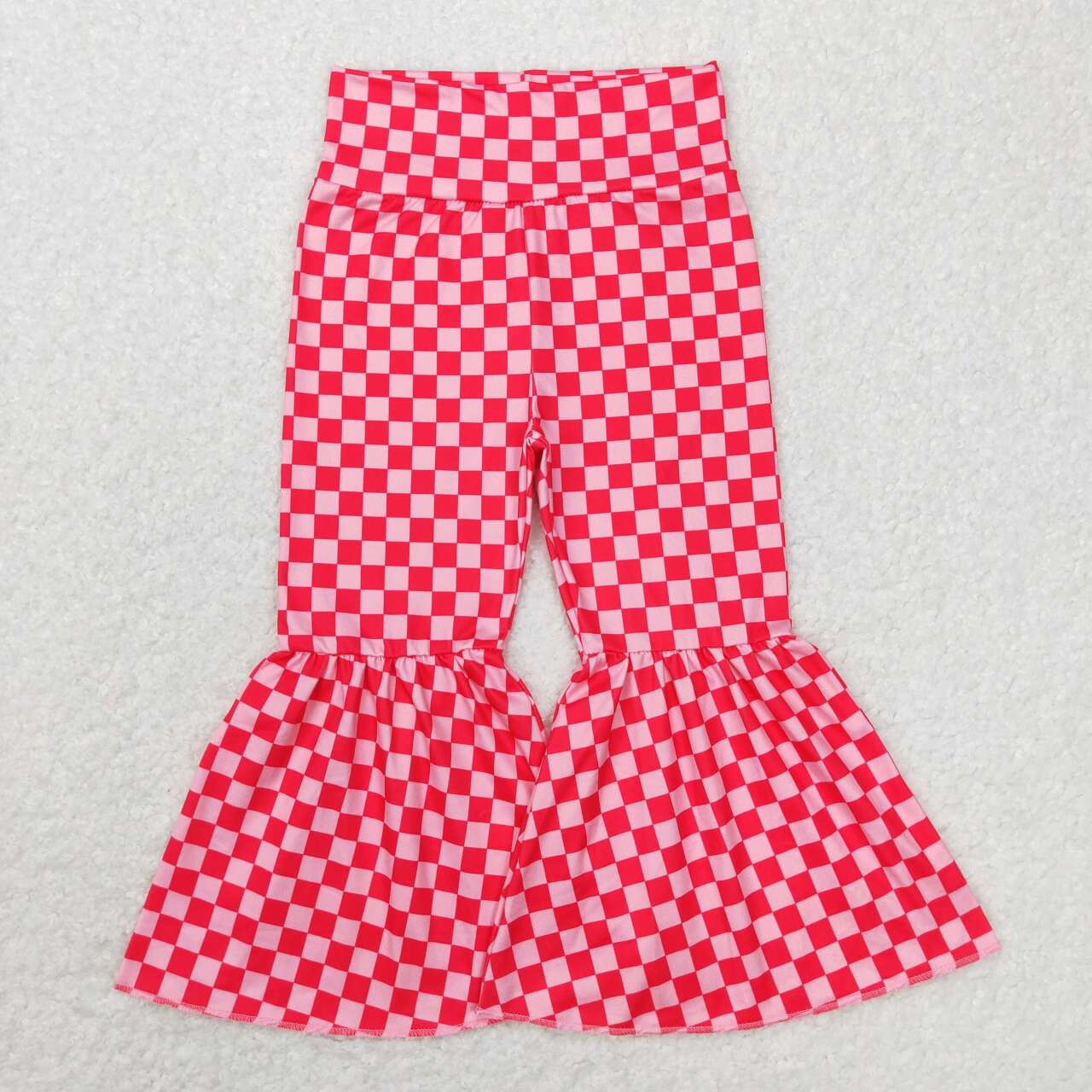 Pink Plaid Bell Pants