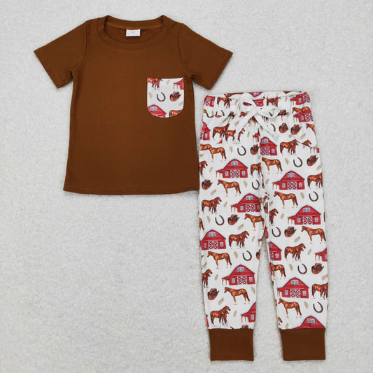 Western Horse Print Boy Set