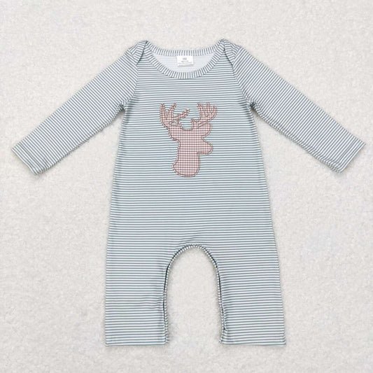 Christmas Christmas Green Stripe Deer Baby romper