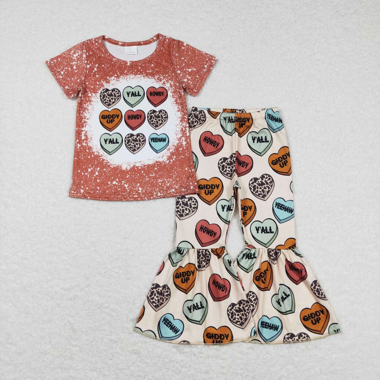 Valentine's Day set Heart Bell Pants Girls Set