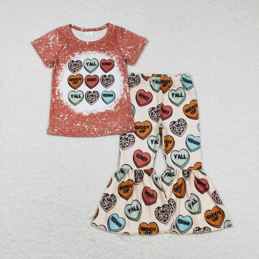 Valentine's Day set Heart Bell Pants Girls Set
