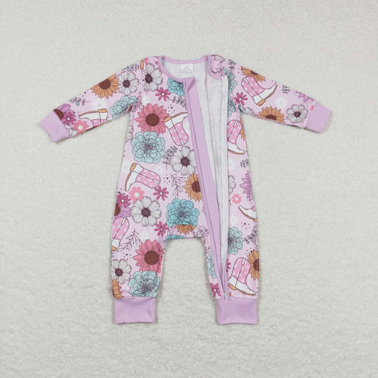 Pink floral Romper With zipper