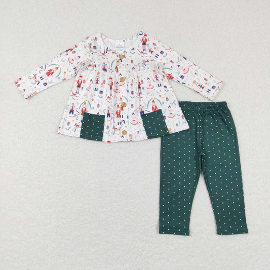 Christmas Print With Pocket Long Sleeve Pants Set
