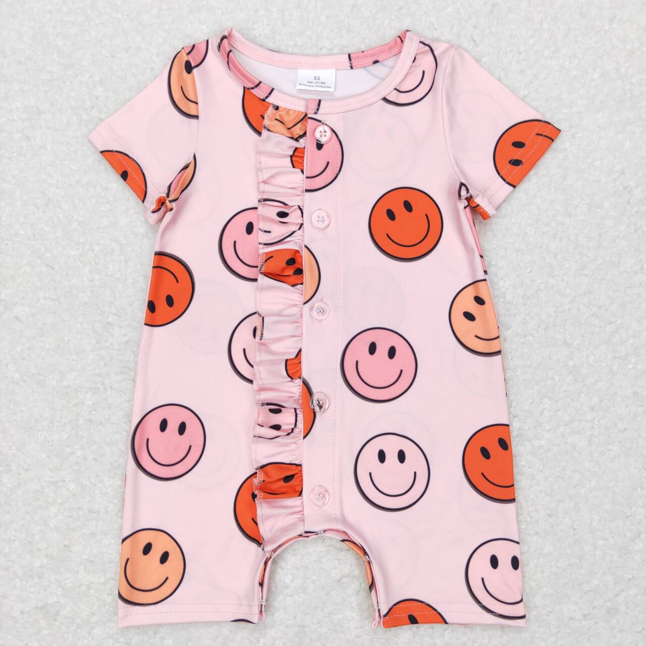 Smile Print Romper With zipper