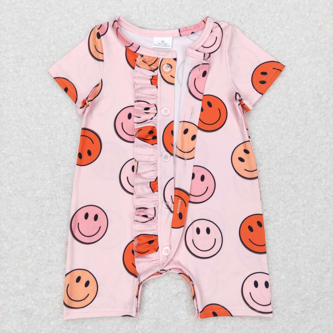Smile Print Romper With zipper