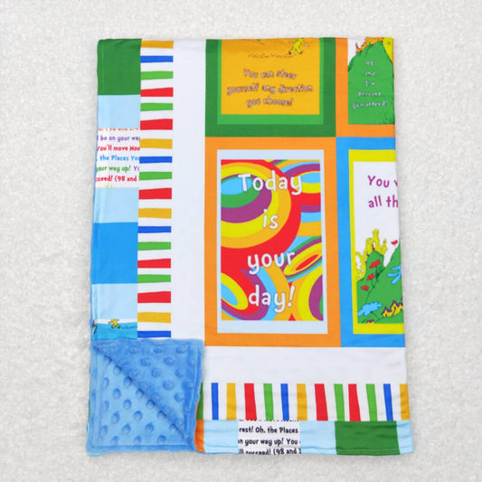 Blue Cartoon Print Kids's Blanket