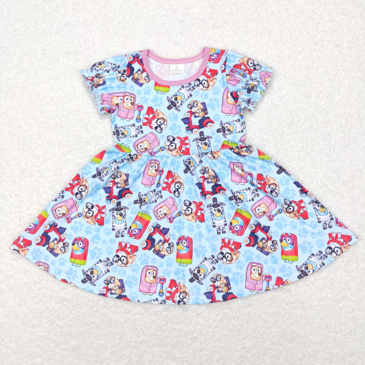 Purple Cartoon Dog Girls Dress