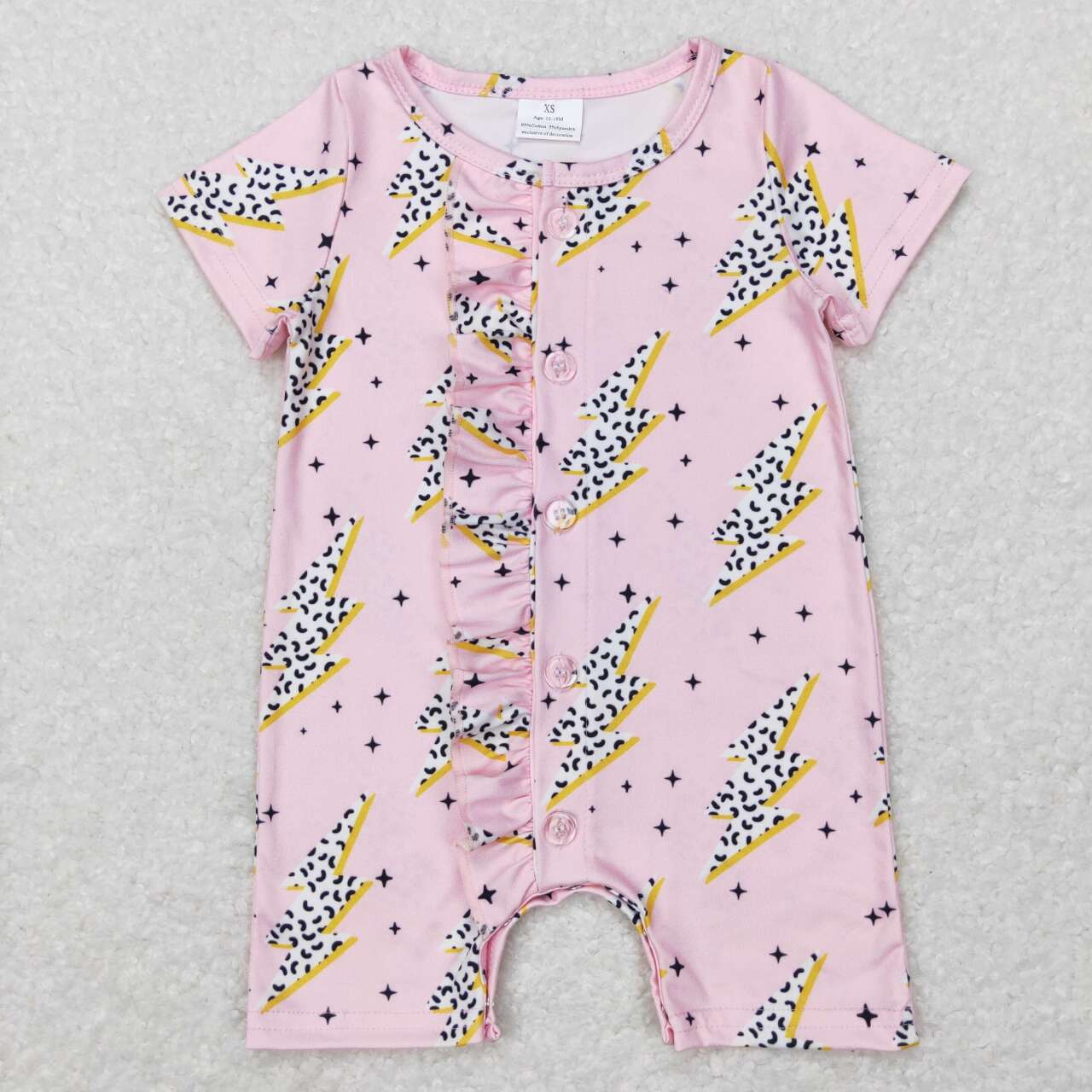 Pink Leopard lightning Print Romper With zipper