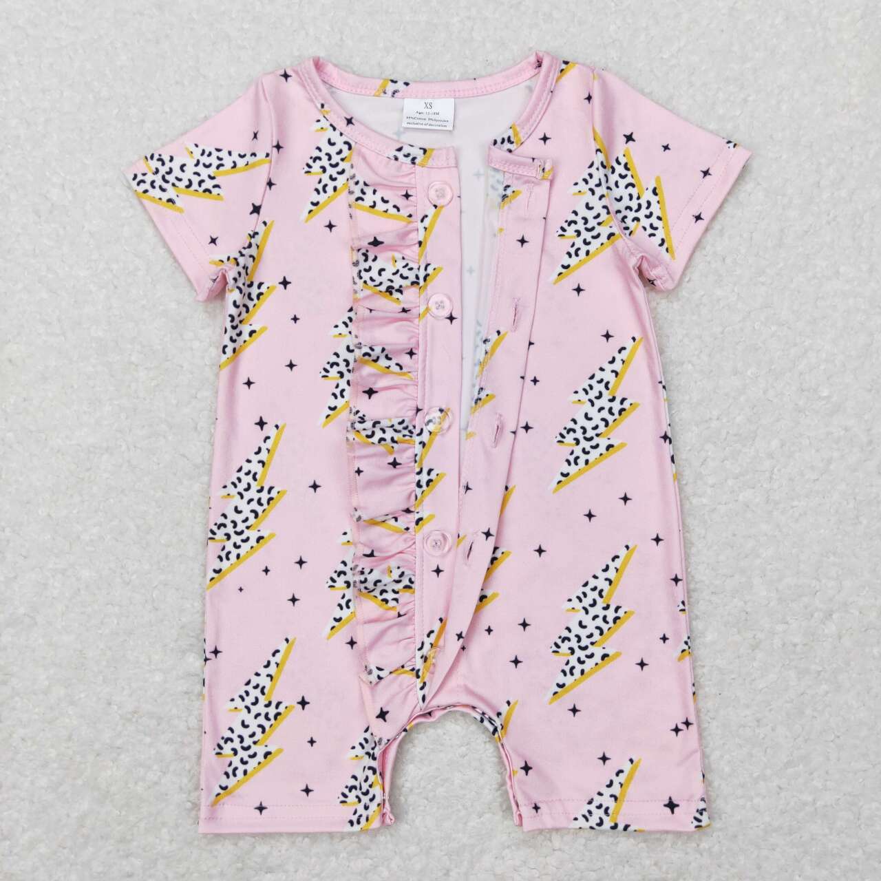 Pink Leopard lightning Print Romper With zipper