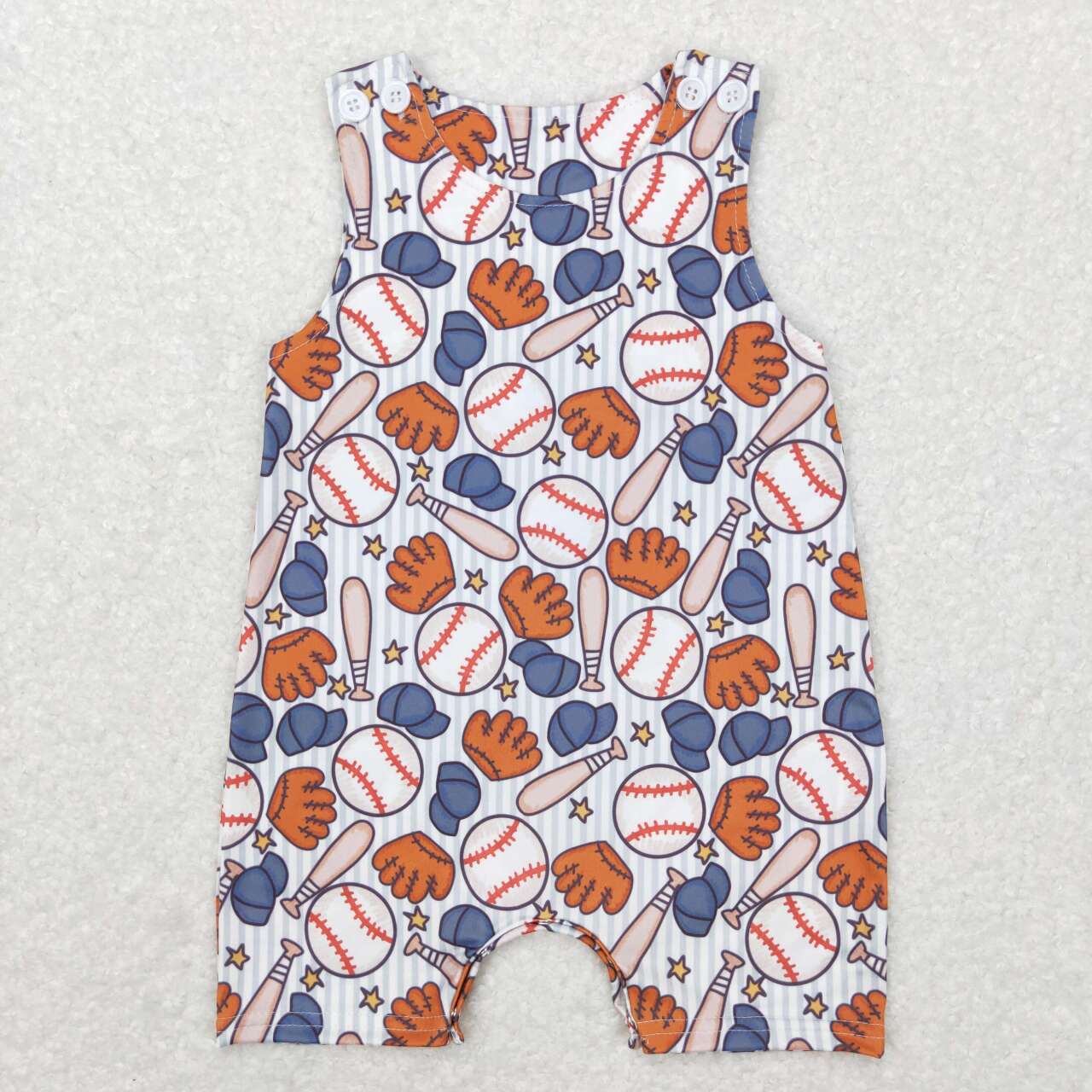 Baseball Print Short Sleeve Baby Romper