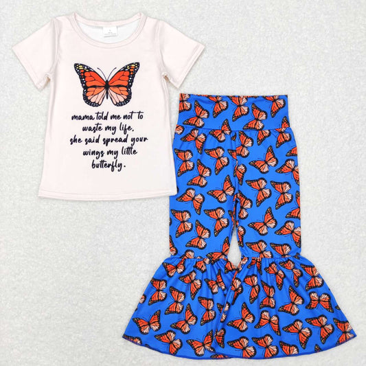 Butterfly Print Bell Pant Girls Set