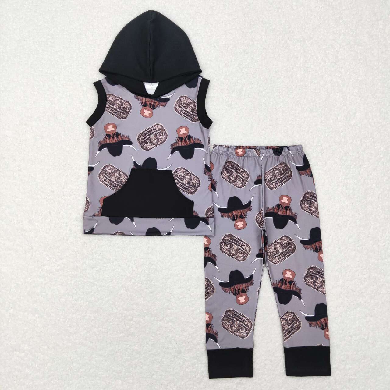 Western Black Cow Short Sleeve jogger