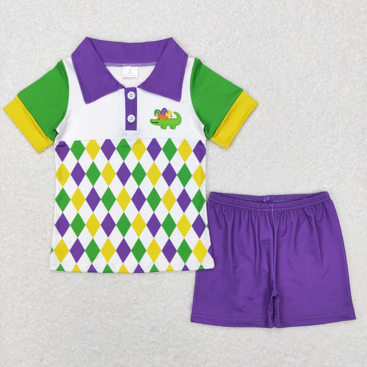 Purple Crocodile Print Stripe Boy Outfit