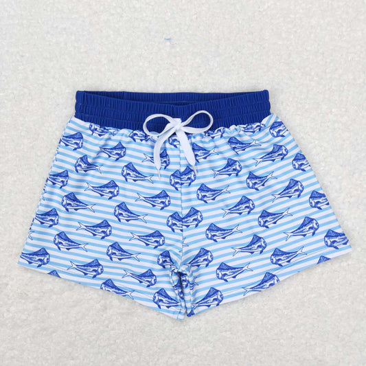 Blue Fish Print short swim