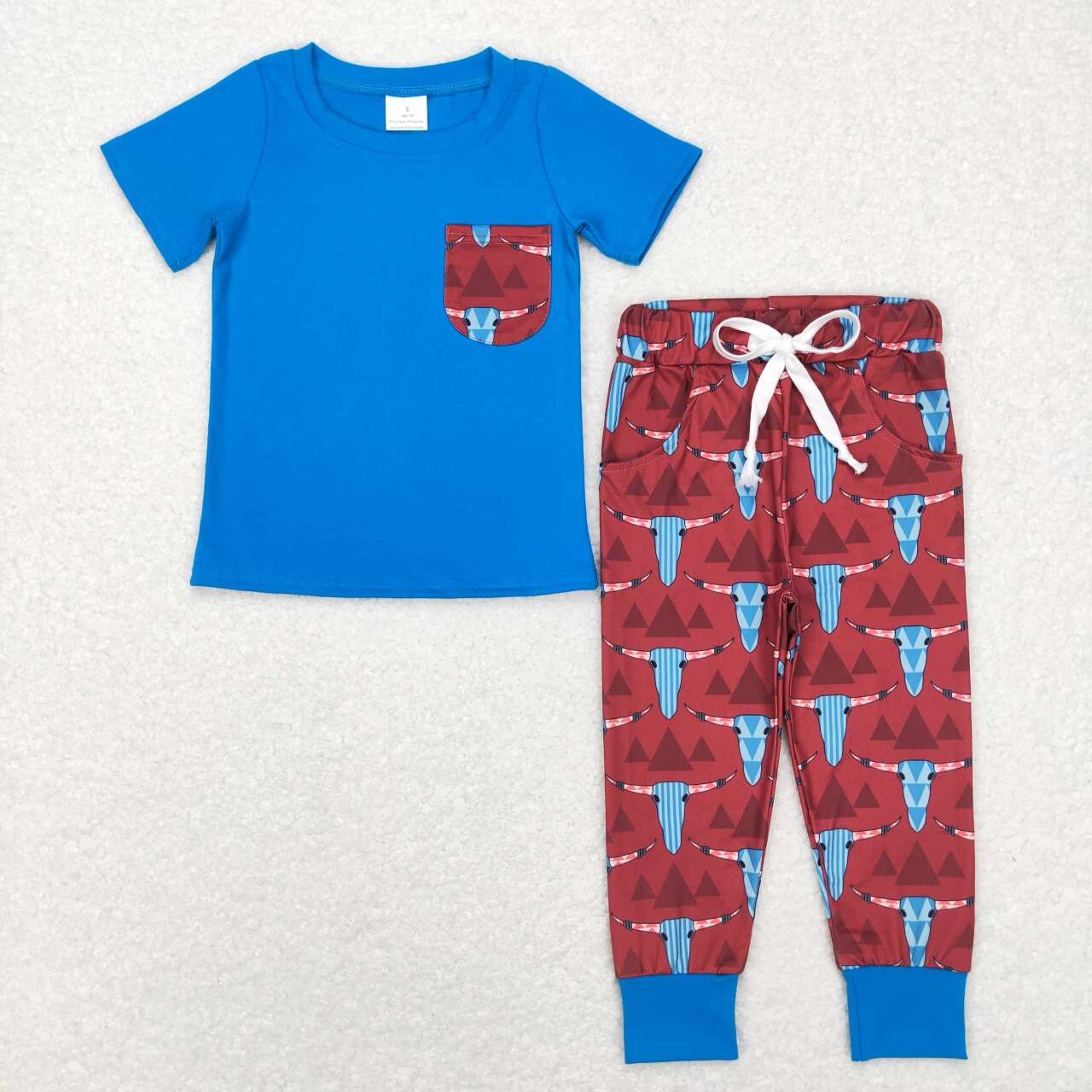 Blue Cow short sleeve Print Boy Set