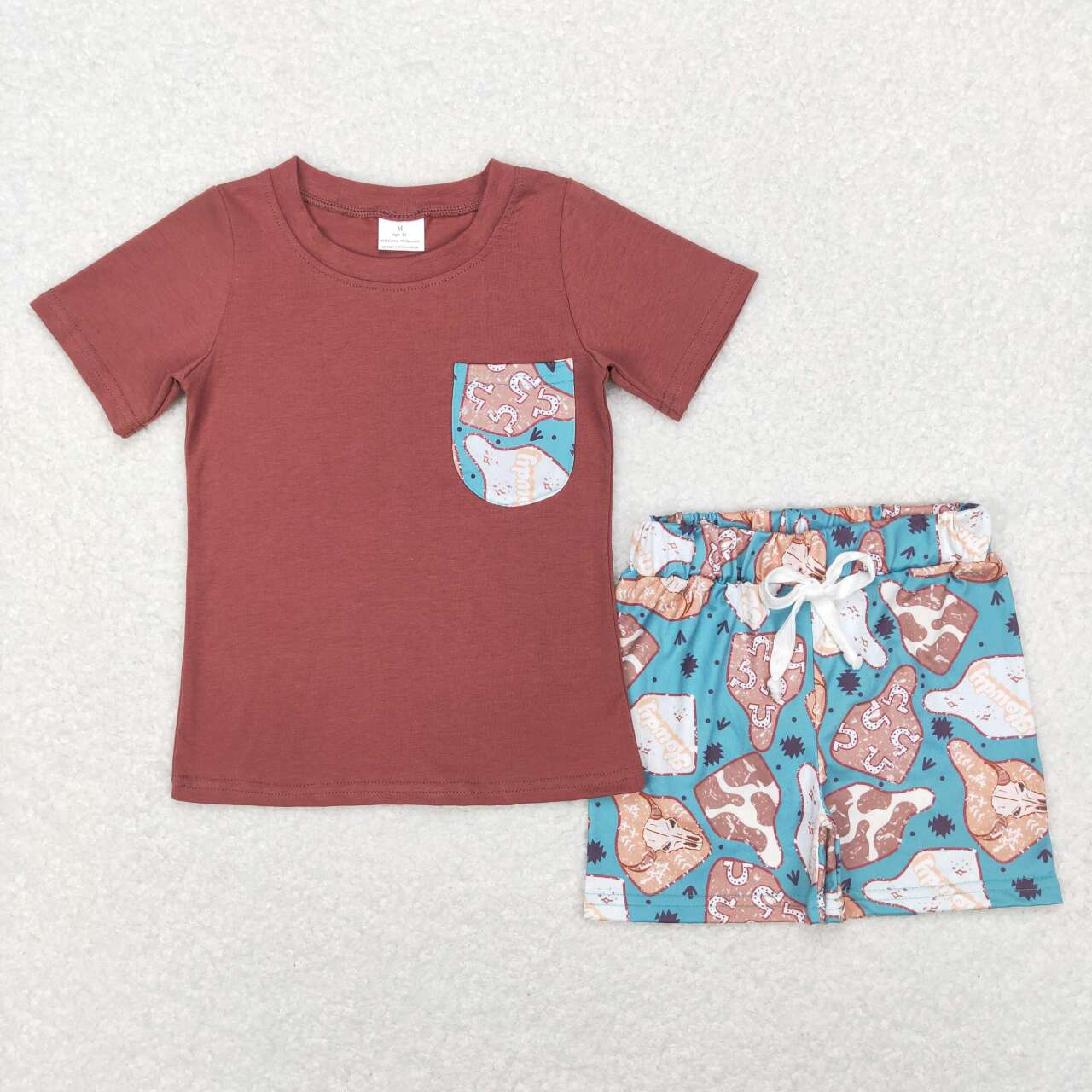 brown Cow Print Short-sleeved Boy Set