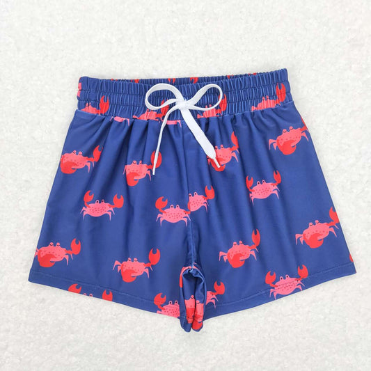 Dark Blue Crab Print short swim
