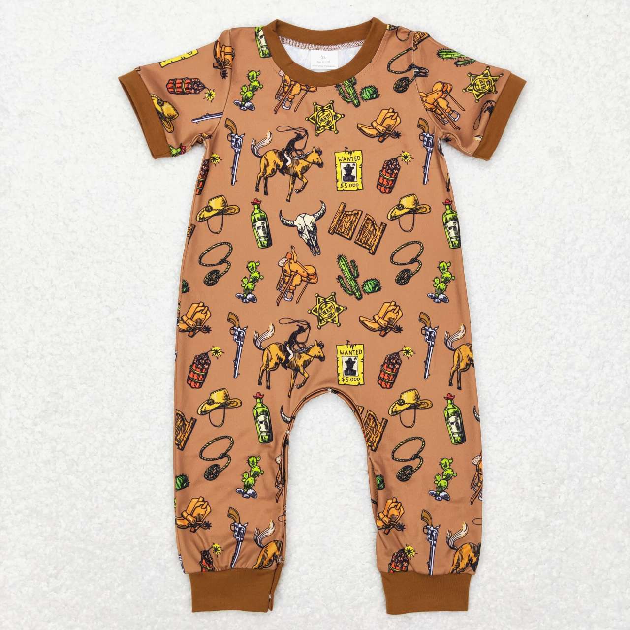 western brown Cowboy Romper With zipper