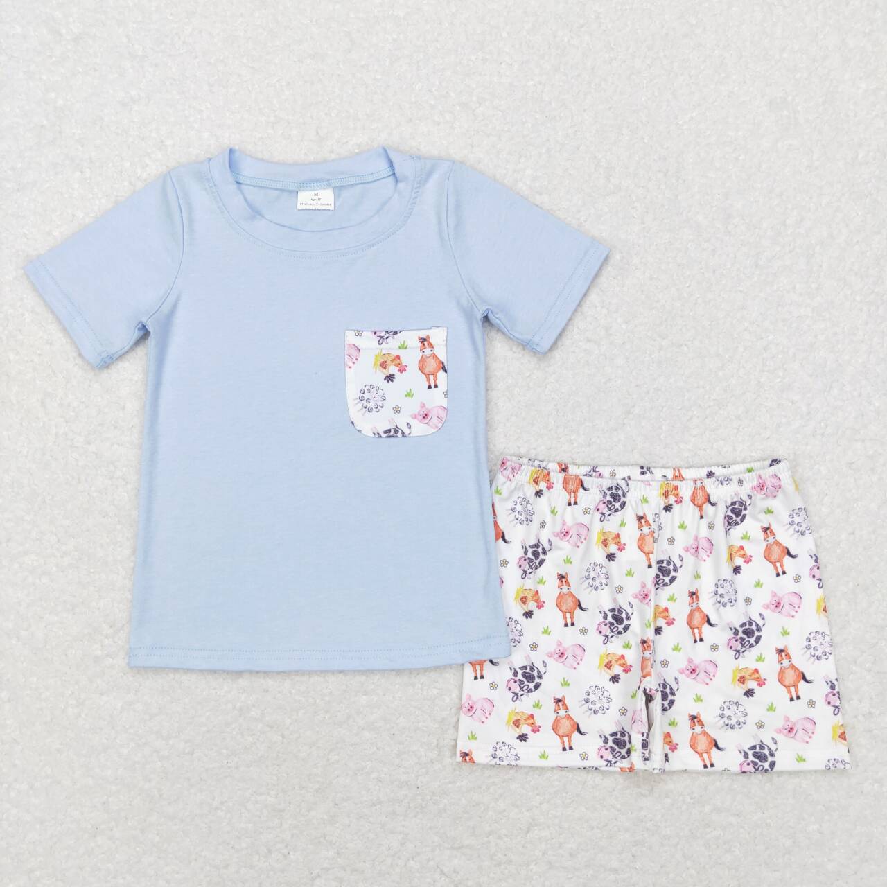 Blue Horse Print Boy Set