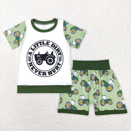 Green Car Boy Short Set