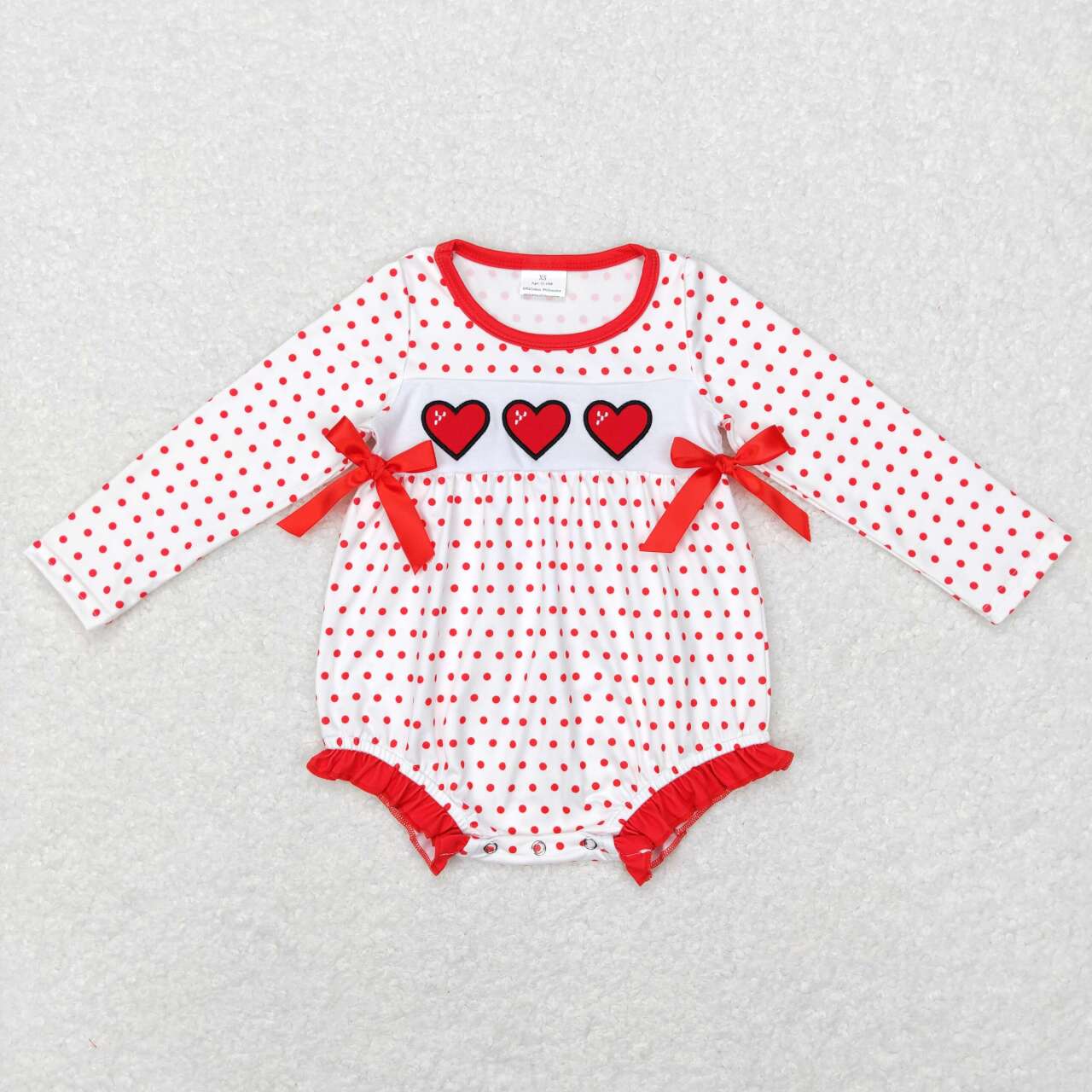 Valentine‘s day Embroidered Red Heart Baby Romper