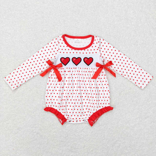 Valentine‘s day Embroidered Red Heart Baby Romper