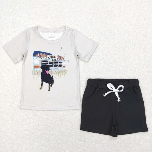 Grey Dog Boy Short Set