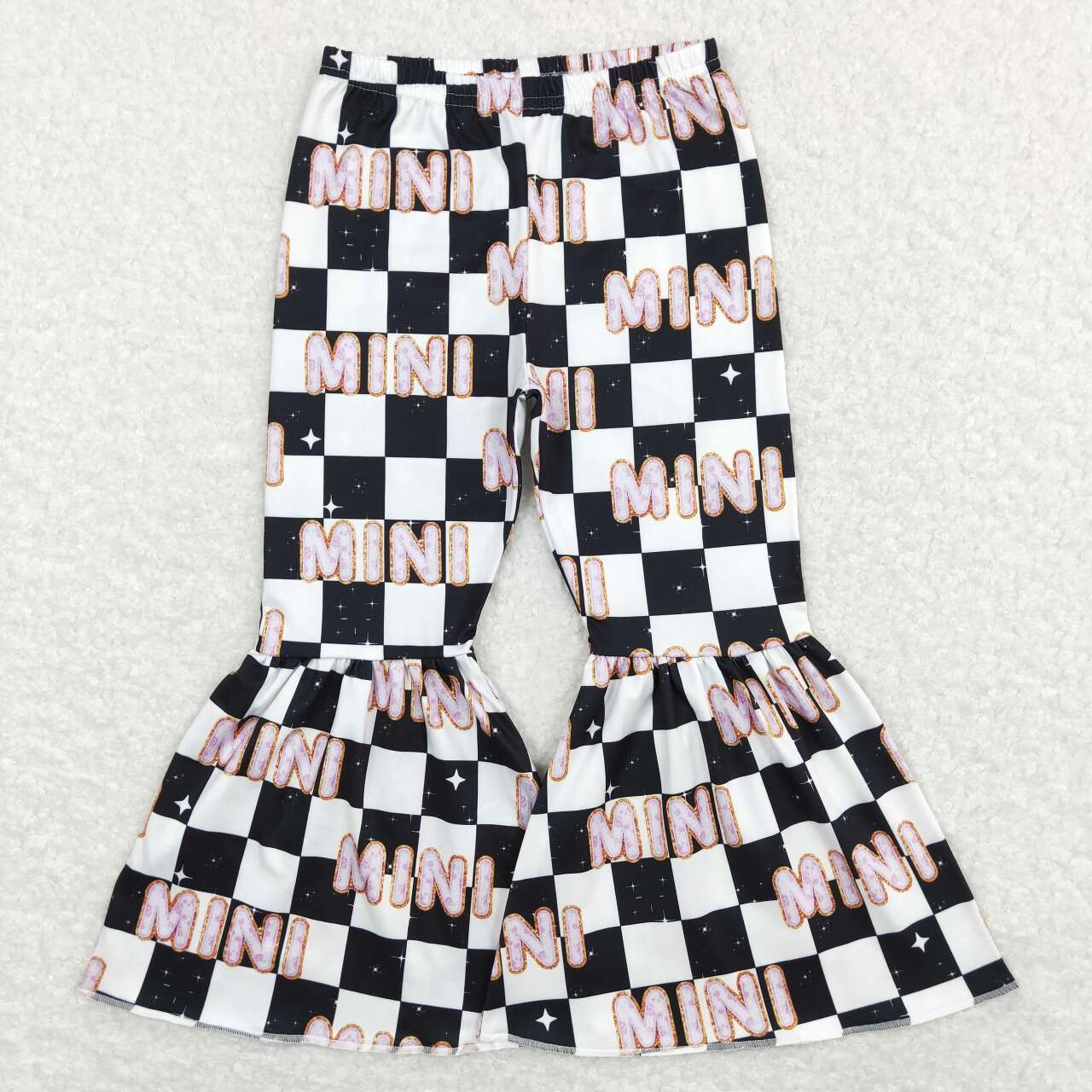 Letter Black Plaid Bell Pants
