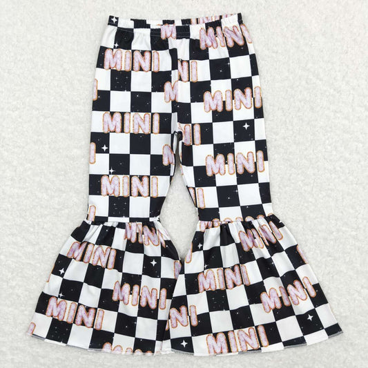 Letter Black Plaid Bell Pants