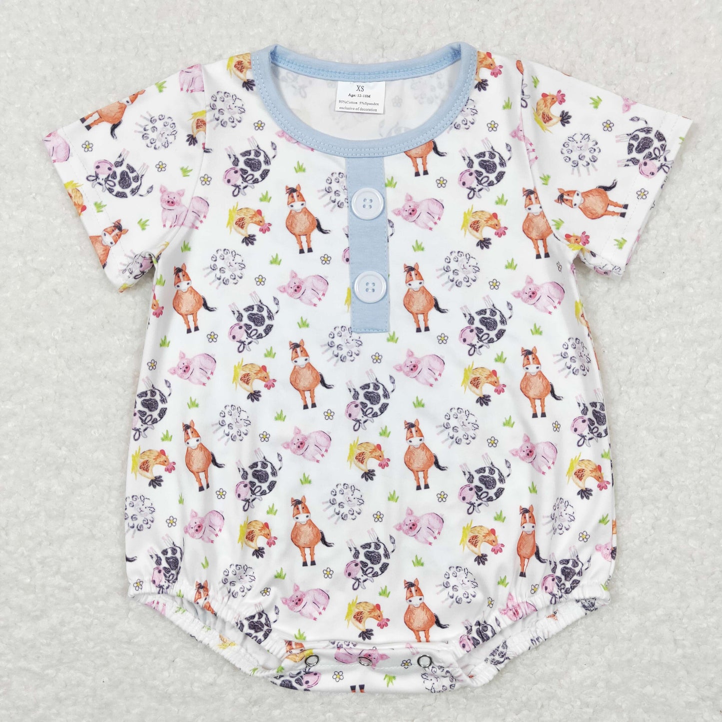 Horse Print Boy Baby Romper
