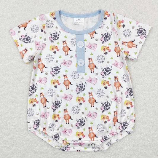 Horse Print Boy Baby Romper