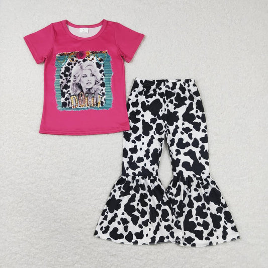 Hot Pink Cartoon Leopard Girls Set