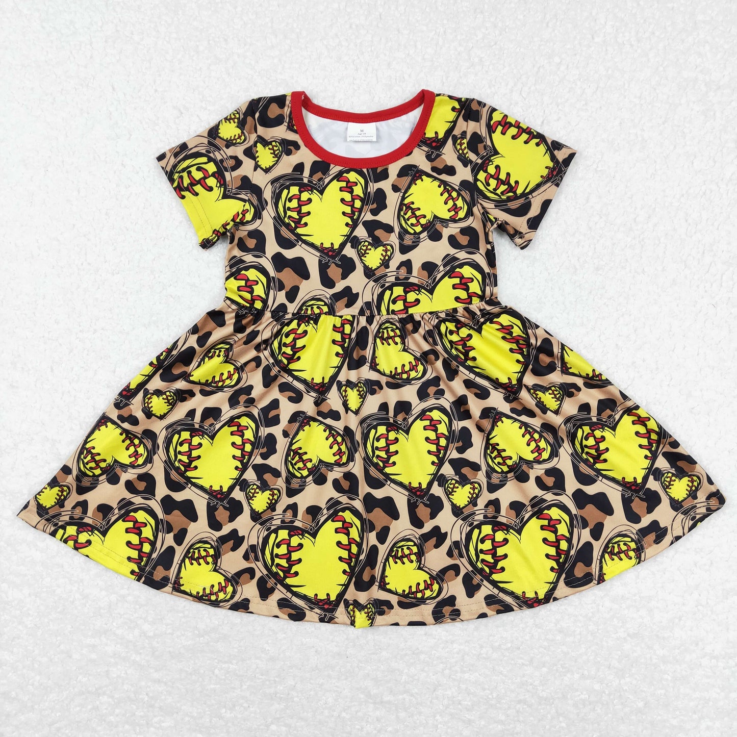 Yellow Baseball Leopard Girls Dress