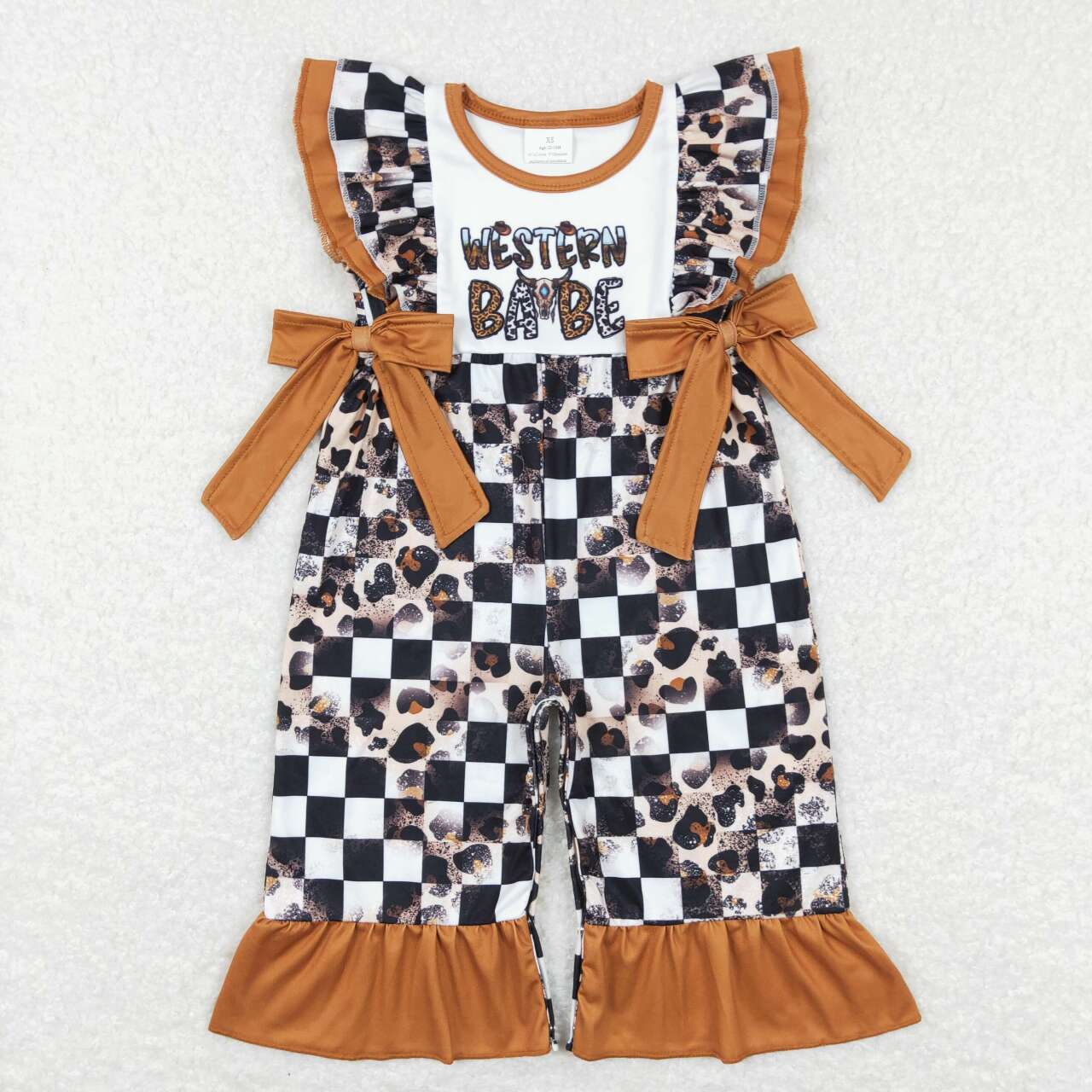 western black and white plaid Baby Romper