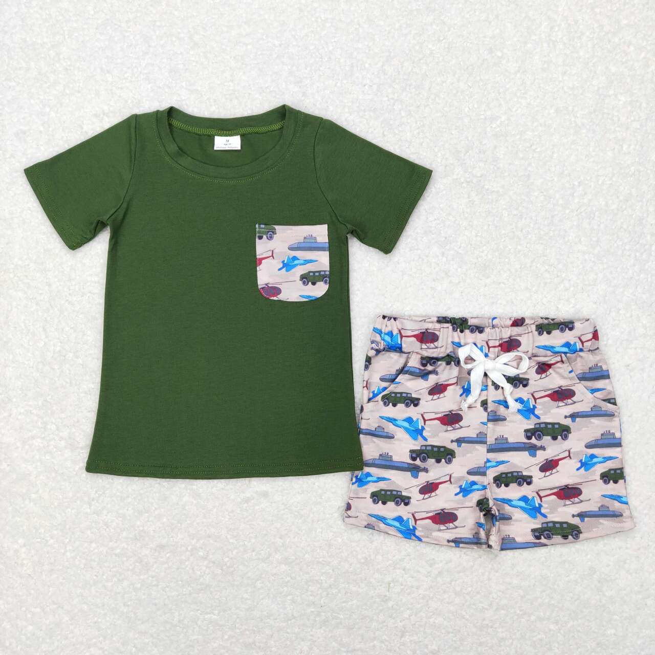 Green airplane car Print Boy Set
