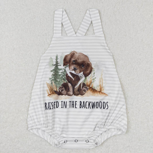 Dog Green Plaid Print Boy Baby Romper