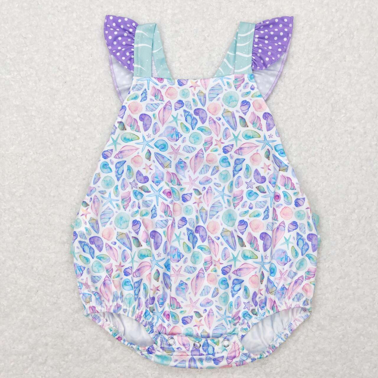 baby Purple Starfish Print Romper