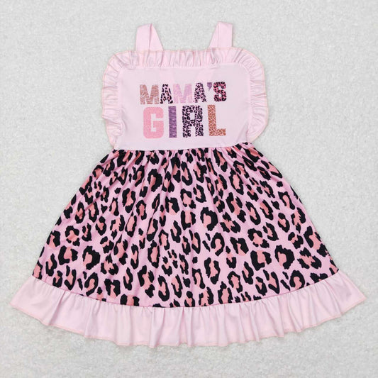 MAMA'S Girls Pink Leopard Print Short sleeve Dress