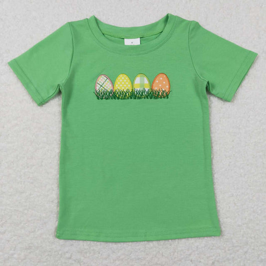Easter Embroidery Green Egg Short Shirt