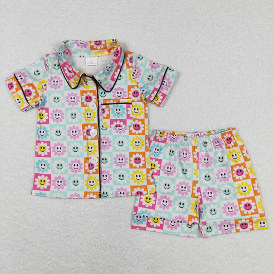 Pink Smlie floral Print Girls Set