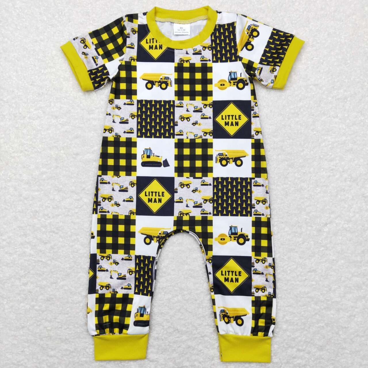 Yellow Car Print Boy Baby Romper
